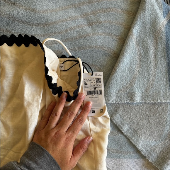 NWT (L, XL) MANGO LINEN DRESS WITH CONTRASTING DETAILS - Picture 4 of 5